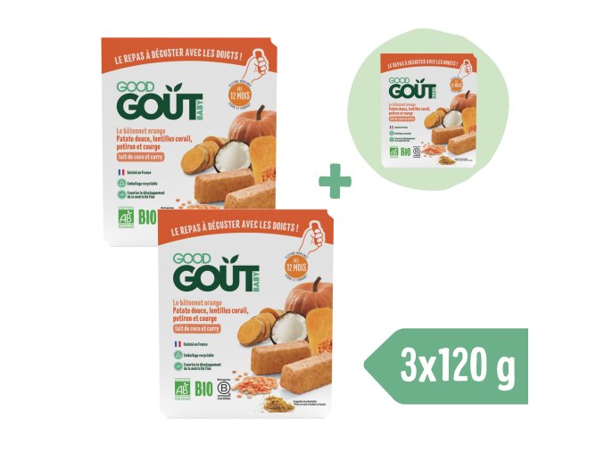 2+1 GRATIS: Good Gout BIO BLW Paluszki z czerwonej soczewicy i dyni (120 g)