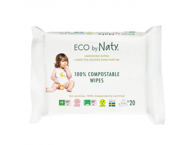 Eco by Naty Chusteczki nawilżane dla skóry wrażliwej, ECO (20 szt)