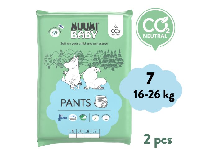Muumi Baby Pants 7 XL 16-26 kg (2 szt), eko pieluchomajtki