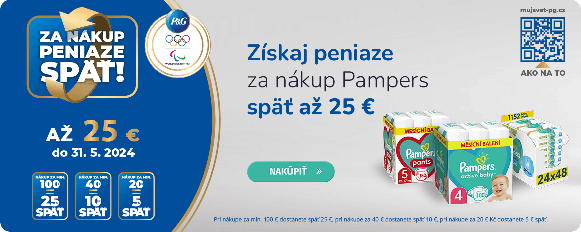 Získaj peniaze za nákup Pampers späť až 25 €