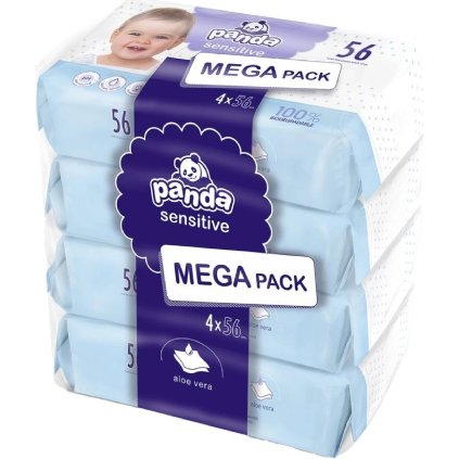 Panda Detské vlhčené obrúsky Sensitive (4× 56 ks)