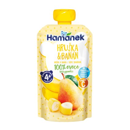 Hamánek Hruška a banán 100% ovocie 4m+ (100 g)