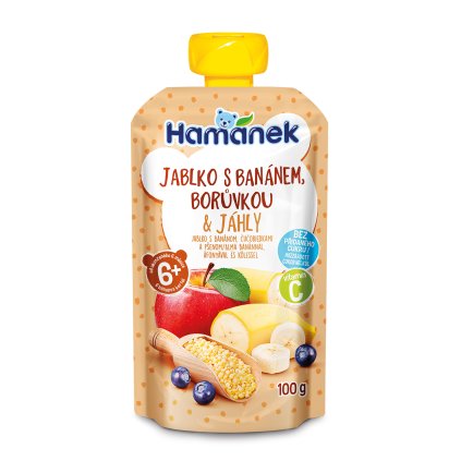 Hamánek Jablko, banán, čučoriedky a pšeno  6m+ (100 g)