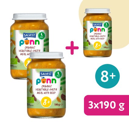 2+1 ZADARMO: SALVEST Põnn BIO Hovädzie mäso s cestovinami (190 g)