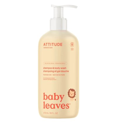 Attitude Baby Leaves Detské telové mydlo a šampón s vôňou hruškovej šťavy 2v1 (473 ml)