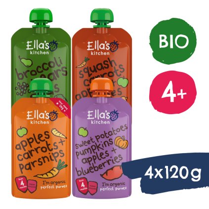 Ella’s Kitchen BIO Mix ovocno-zeleninových príkrmov (4× 120 g)