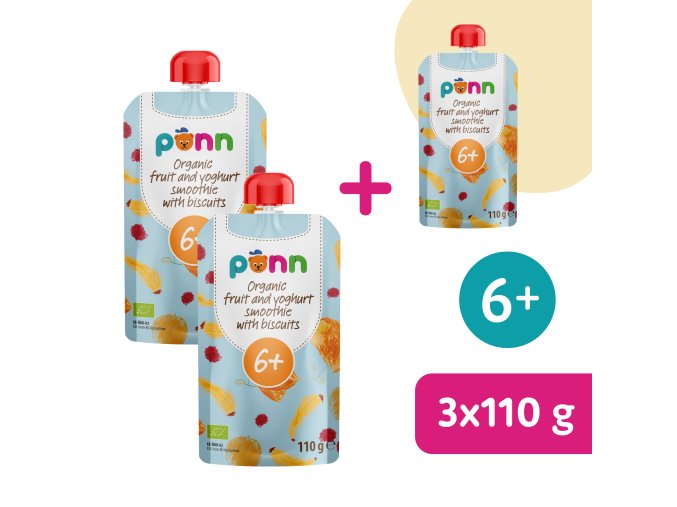 2+1 ZADARMO: SALVEST Põnn BIO Ovocné smoothie s jogurtom a sušienkami (110 g)
