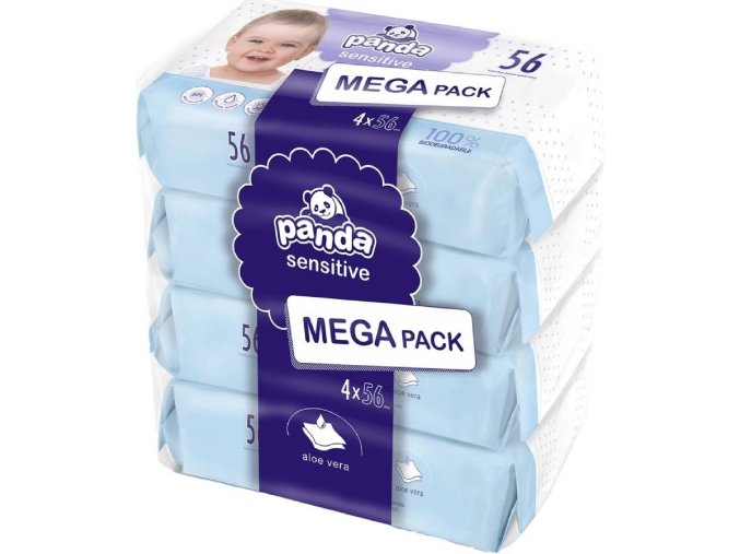 Panda Detské vlhčené obrúsky Sensitive (4× 56 ks)