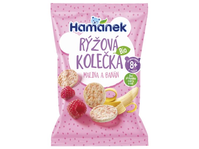 Hamánek BIO Ryžové kolieska malina a banán 8m+ (35 g)