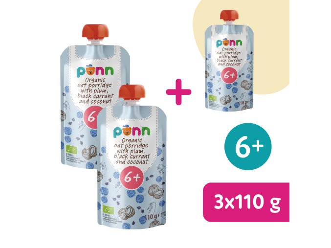 2+1 ZADARMO: SALVEST Põnn BIO Ovsená kaša so slivkou, čiernymi ríbezľami a kokosom (110 g)