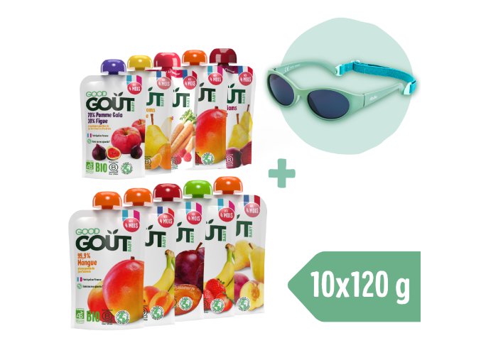 Good Gout BIO Kapsičkový 10pack + Dodie slnečné okuliare (0 – 18 mes.), zelené