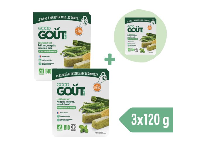 2+1 ZADARMO: Good Gout BIO BLW Tyčinky z hrášku a cukety (120 g)