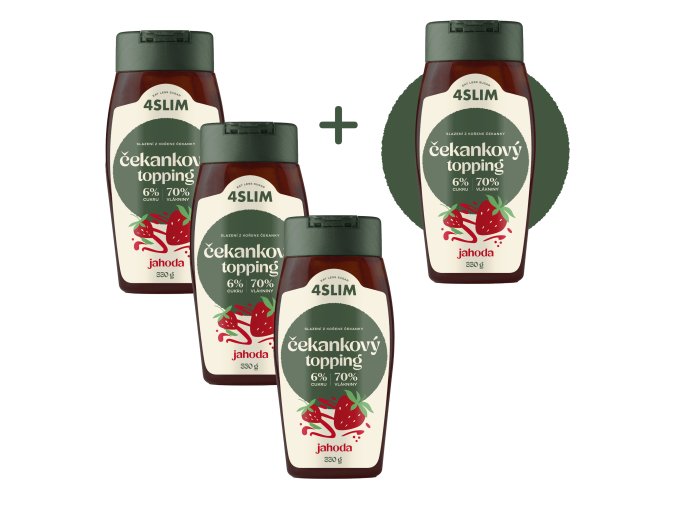 3+1 ZADARMO 4Slim: Čakankový topping jahoda (330 g)