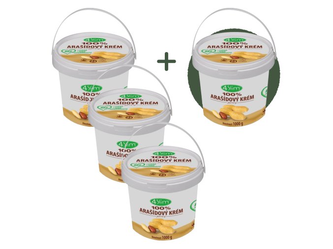 3+1 ZADARMO 4Slim: 100% Arašidový krém (1000 g)
