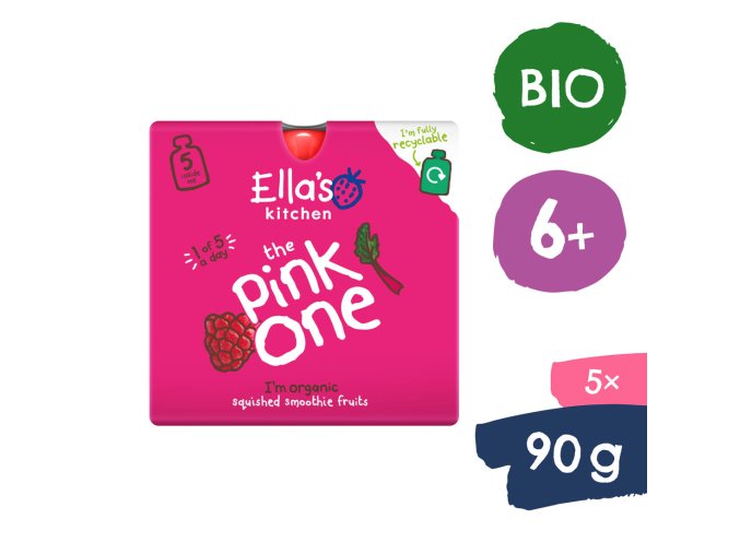 Ella's Kitchen BIO PINK ONE ovocné smoothie s rebarborou (5x90 g)