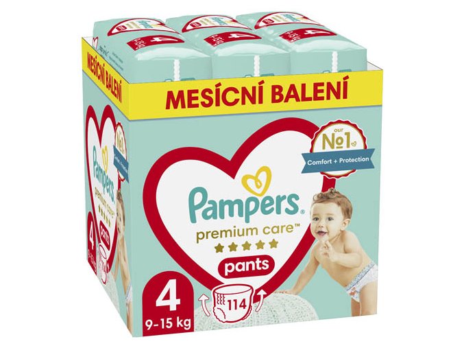 Pampers Premium Care Mesačné balenie plienkových nohavičiek veľ. 4 (114 ks)