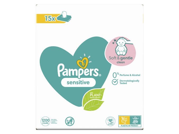 Pampers Sensitive Detské vlhčené obrúsky pre citlivú pokožku (15× 80 ks)