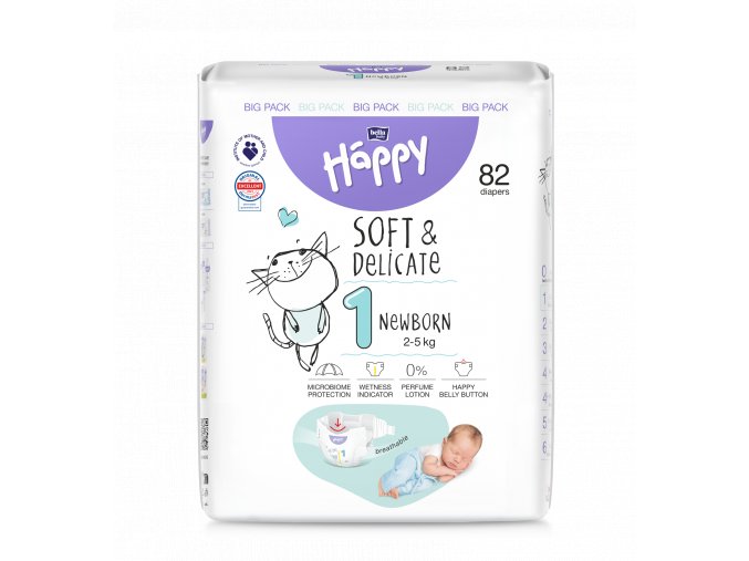 Bella Baby Happy Detské plienky New Born Big Pack veľ. 1 (82 ks)