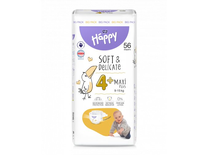 Bella Baby Happy Detské plienky Maxi Plus Pack veľ. 4+ (56 ks)