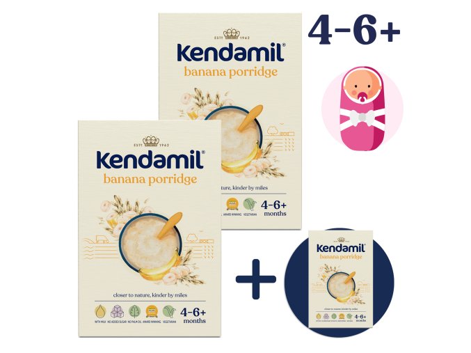 2+1 ZADARMO Kendamil Mliečna kaša s banánom (150 g)