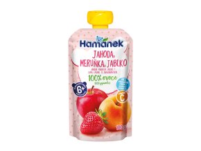 Hamánek Jahoda, marhuľa a jablko 100% ovocie 6m+ (100 g)