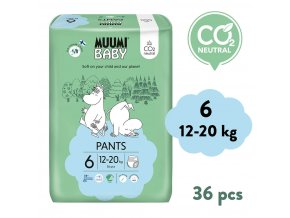 Muumi Baby Pants 6 Junior 12-20 kg (36 ks), nohavičkové eko plienky
