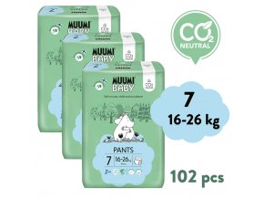 Muumi Baby Pants 7 XL 16-26 kg (102 ks), mesačné balenie nohavičkových eko plienok