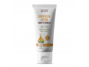 Wooden Spoon Opaľovacie telové mlieko Baby & Family SPF30, tuba (100 ml)