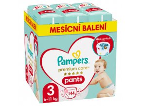 Pampers Premium Care Mesačné balenie plienkových nohavičiek veľ. 3 (144 ks)