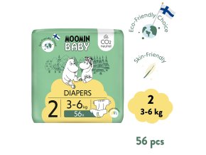 Moomin Baby 2 Newborn 3–6 kg (56 ks), eko plienky