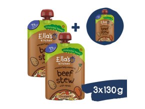 2+1 ZDARMA: Ella's Kitchen BIO Dusené hovädzie mäso so zemiakmi (130 g)