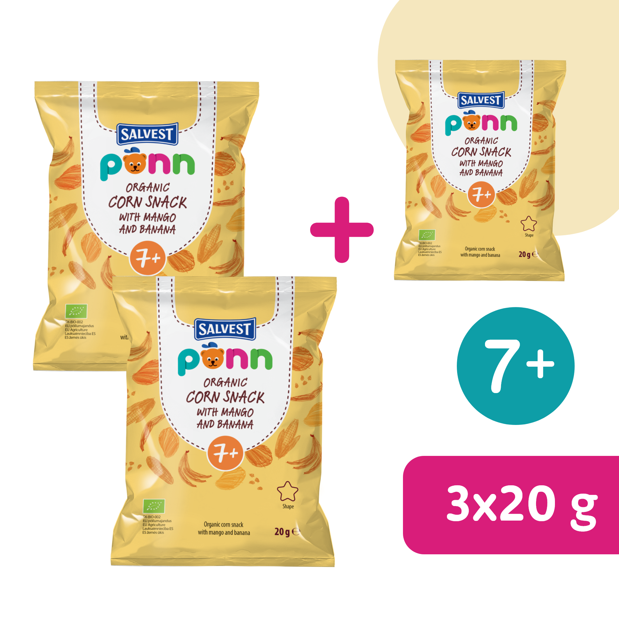 2+1 ZADARMO: SALVEST Põnn BIO Mangové chrumky (20 g)