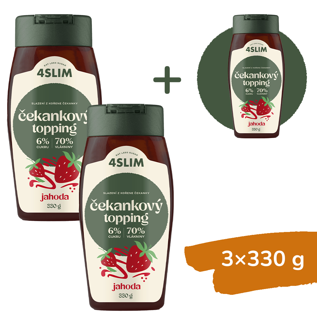 2+1 ZADARMO: 4Slim Čakankový topping jahoda (3x330 g)