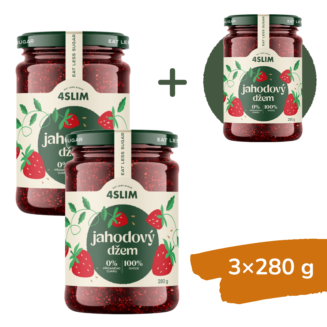 2+1 ZADARMO: 4Slim 100% džem jahodový (3x280 g)