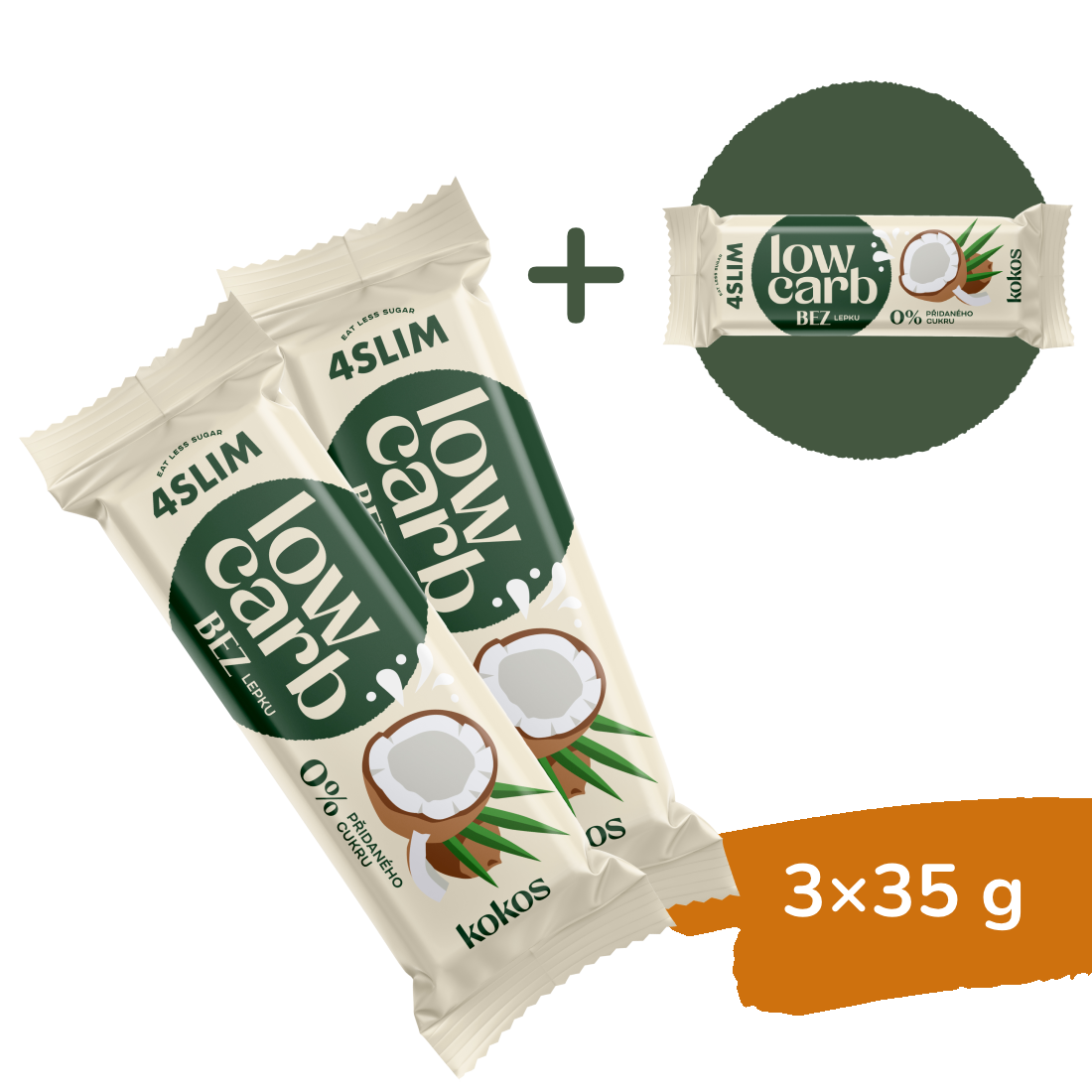 2+1 ZADARMO: 4Slim LOW CARB kokos (3x35 g)