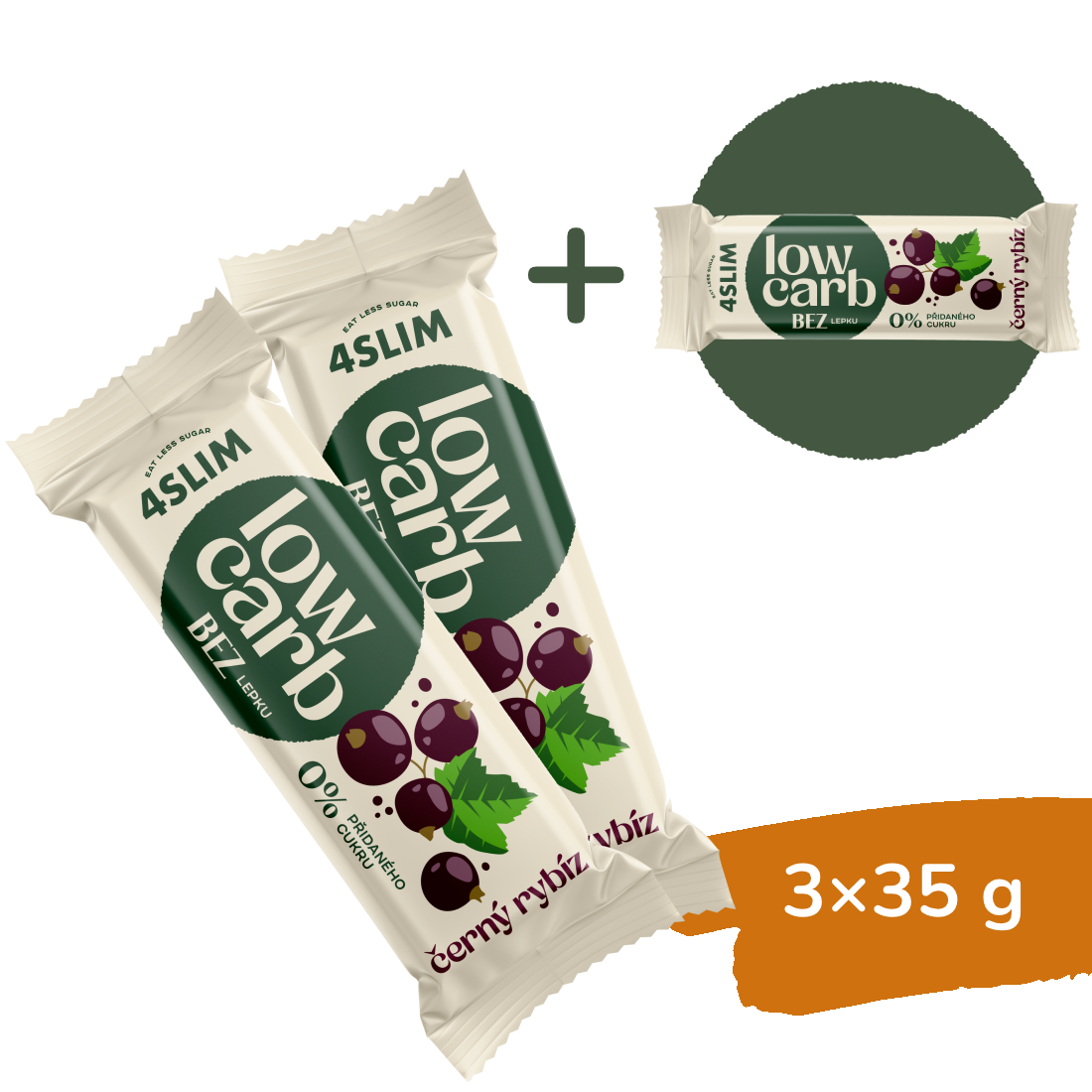 2+1 ZADARMO: 4Slim LOW CARB čierna ríbezľa (3x35 g)