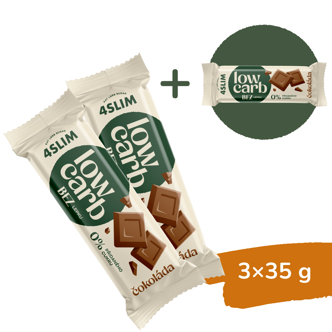 2+1 ZADARMO: 4Slim LOW CARB čokoláda (3x35 g)
