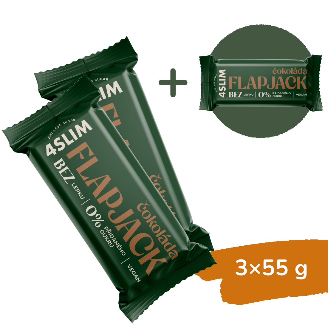 2+1 ZADARMO: 4Slim Flapjack čokoláda (3x55 g)