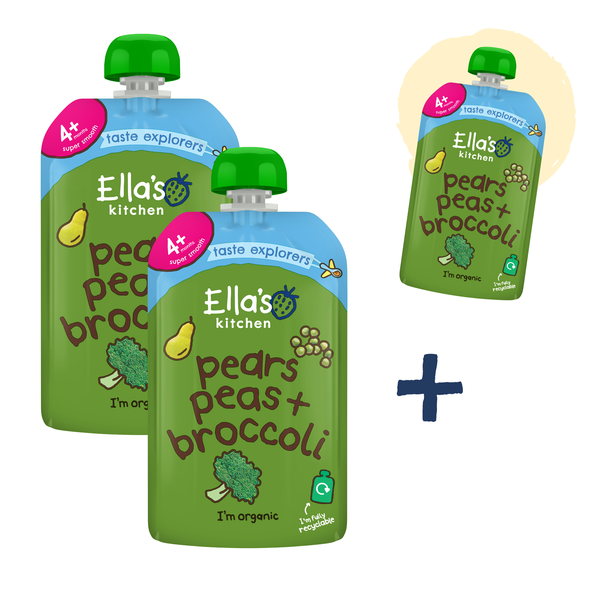 2+1 ZADARMO: Ella's Kitchen BIO Hruška, hrášok a brokolica (120 g)