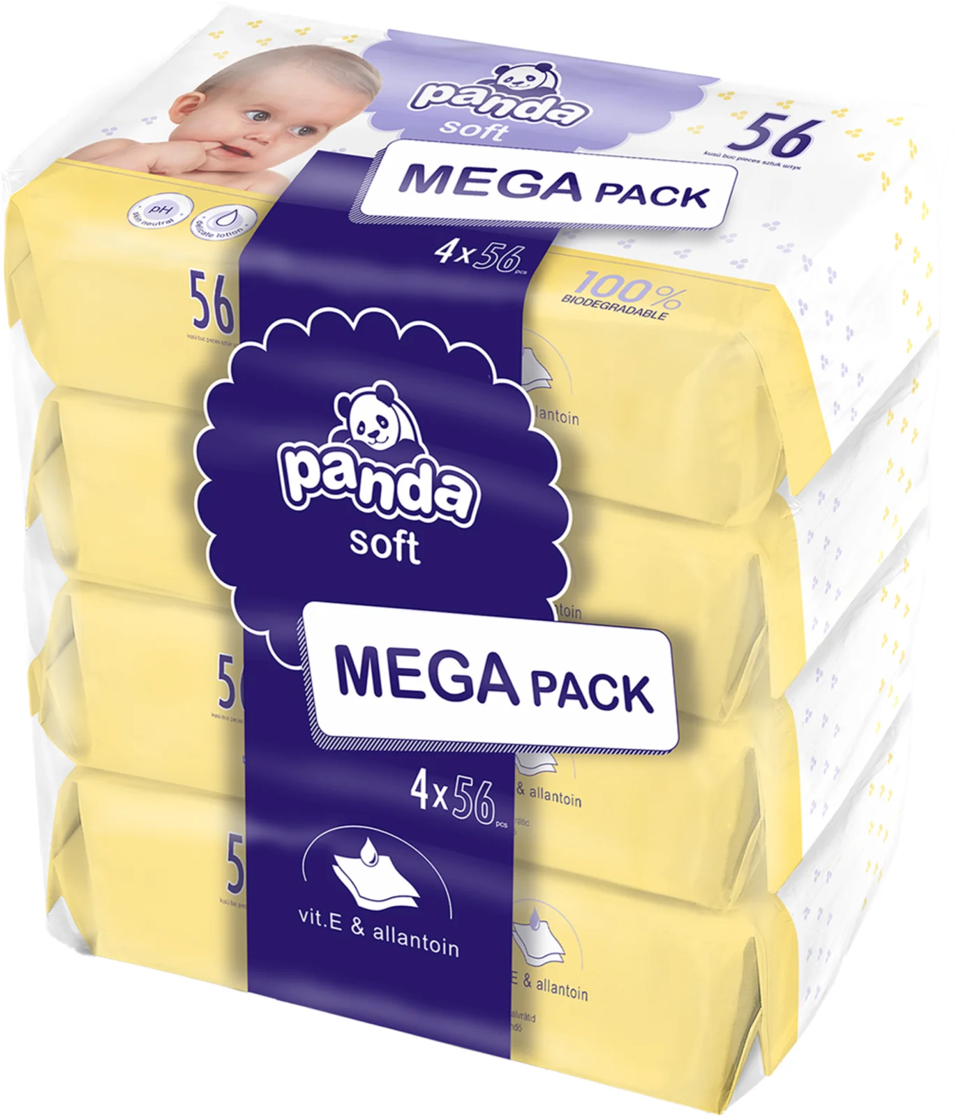 Panda Detské vlhčené obrúsky Soft (4× 56 ks)