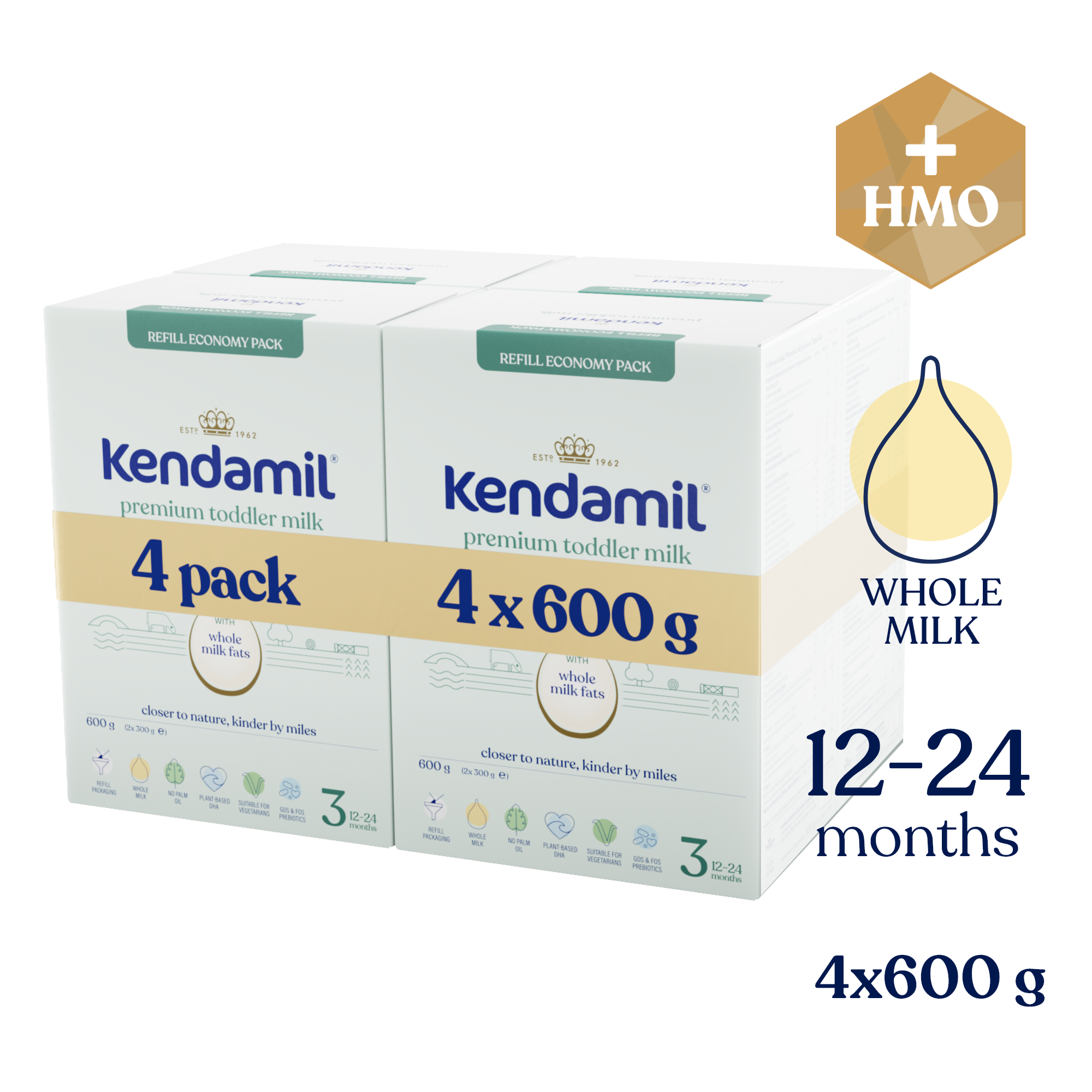 4x Kendamil Premium 3 HMO+ (600 g)
