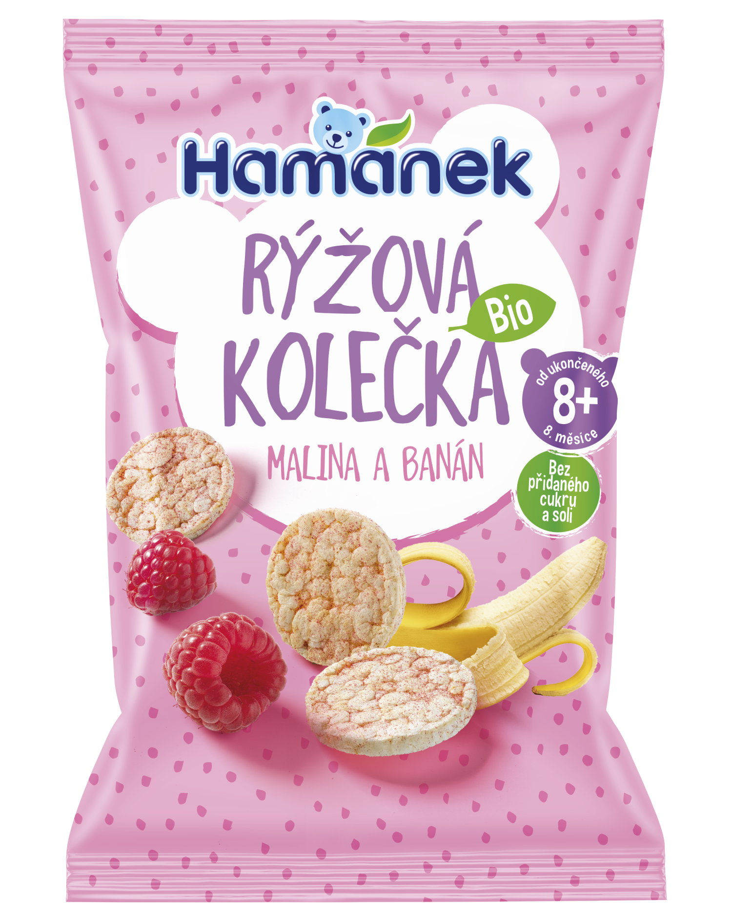 Hamánek BIO Ryžové kolieska malina a banán 8m+ (35 g)