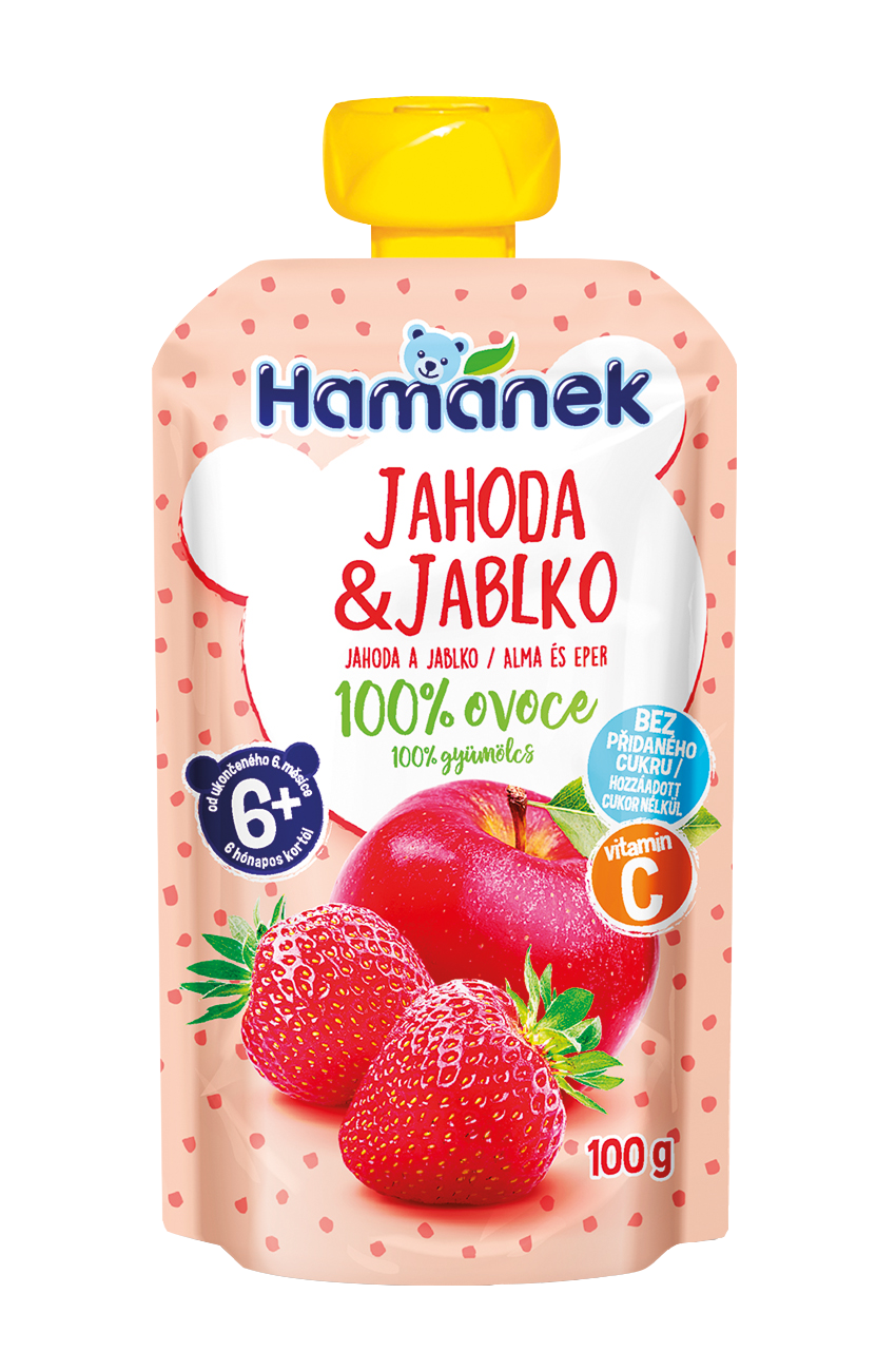 Hamánek Jahoda a jablko 100% ovocie 6m+ (100 g)