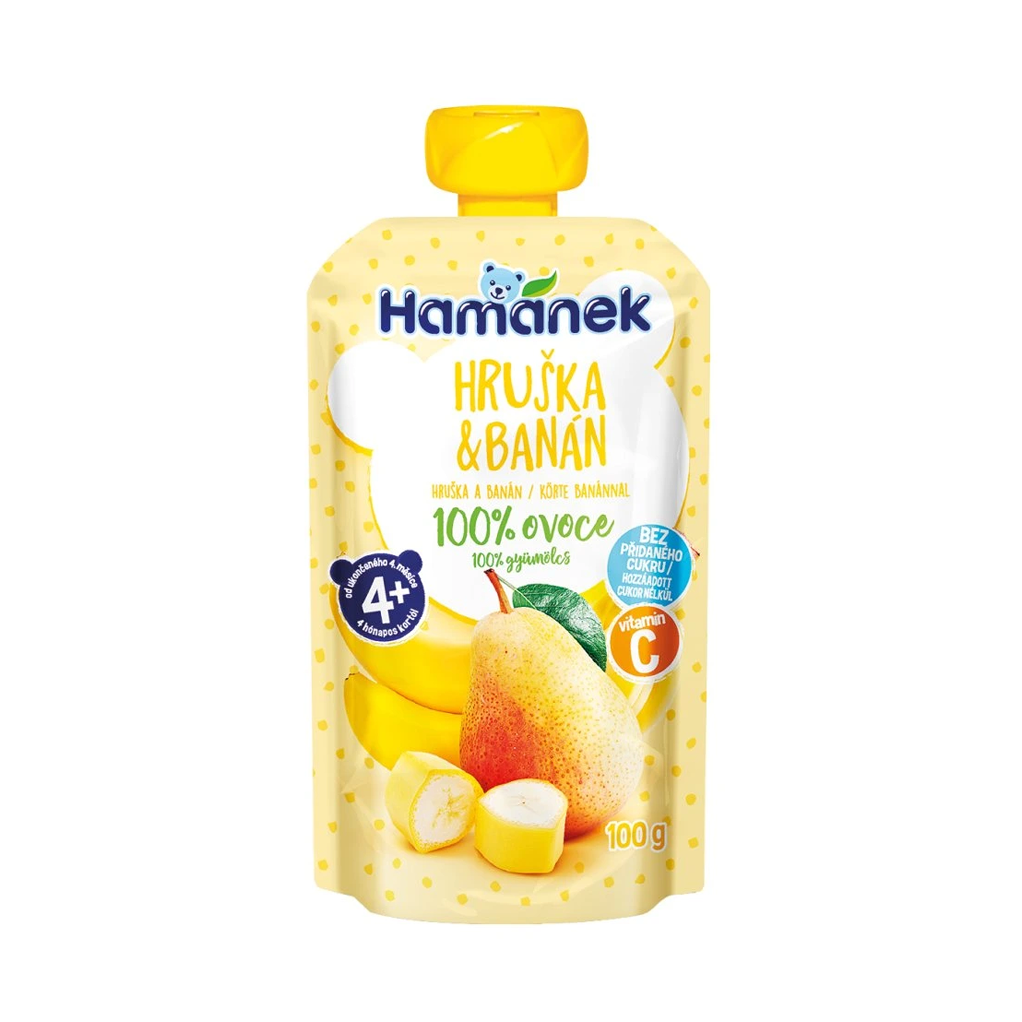 Hamánek Hruška a banán 100% ovocie 4m+ (100 g)
