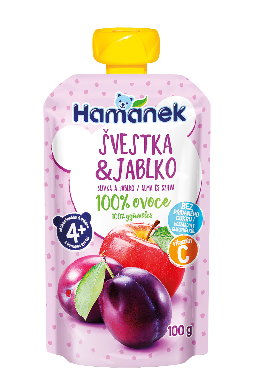 Hamánek Slivka a jablko 100% ovocie 4m+ (100 g)