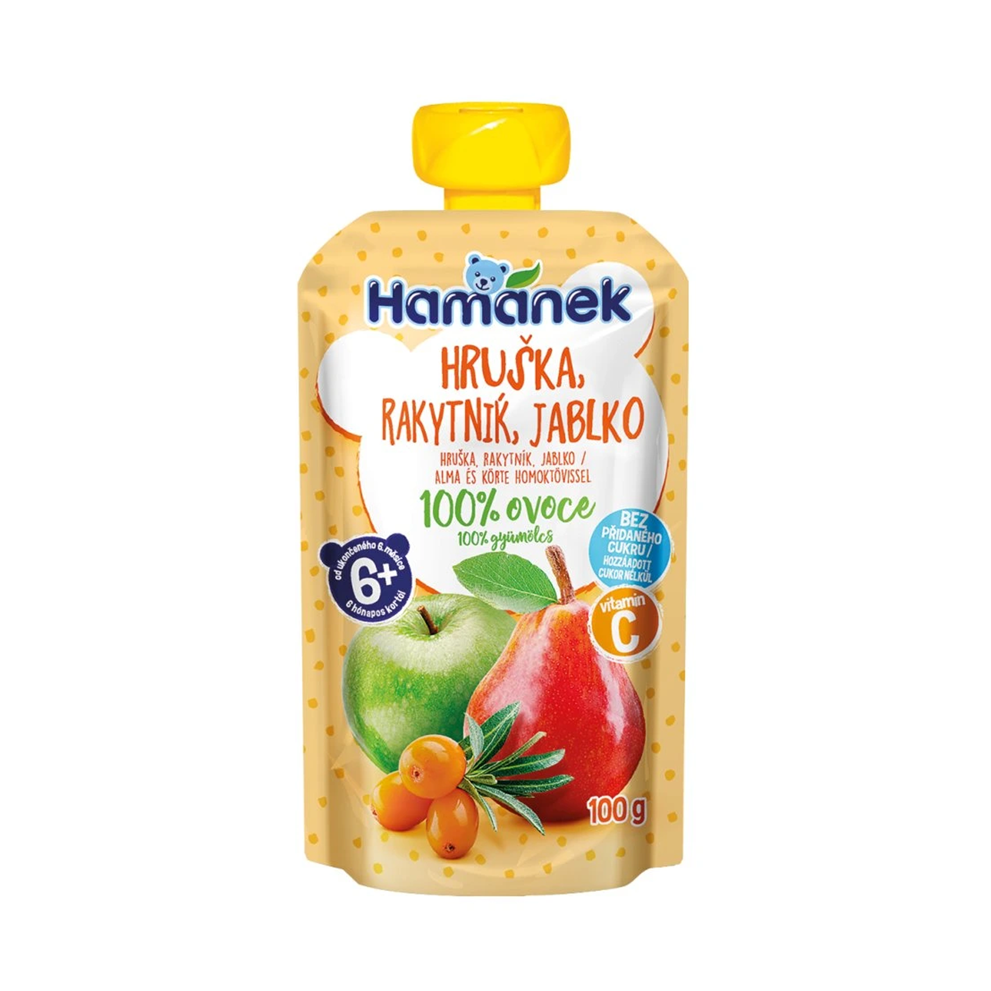 Hamánek Hruška, rakytník a jablko 100% ovocie 6m+ (100 g)