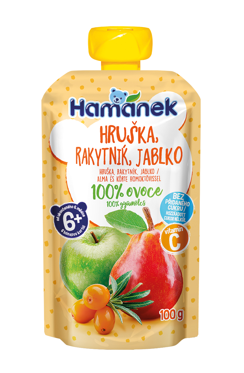 Hamánek Hruška, rakytník a jablko 100% ovocie 6m+ (100 g)