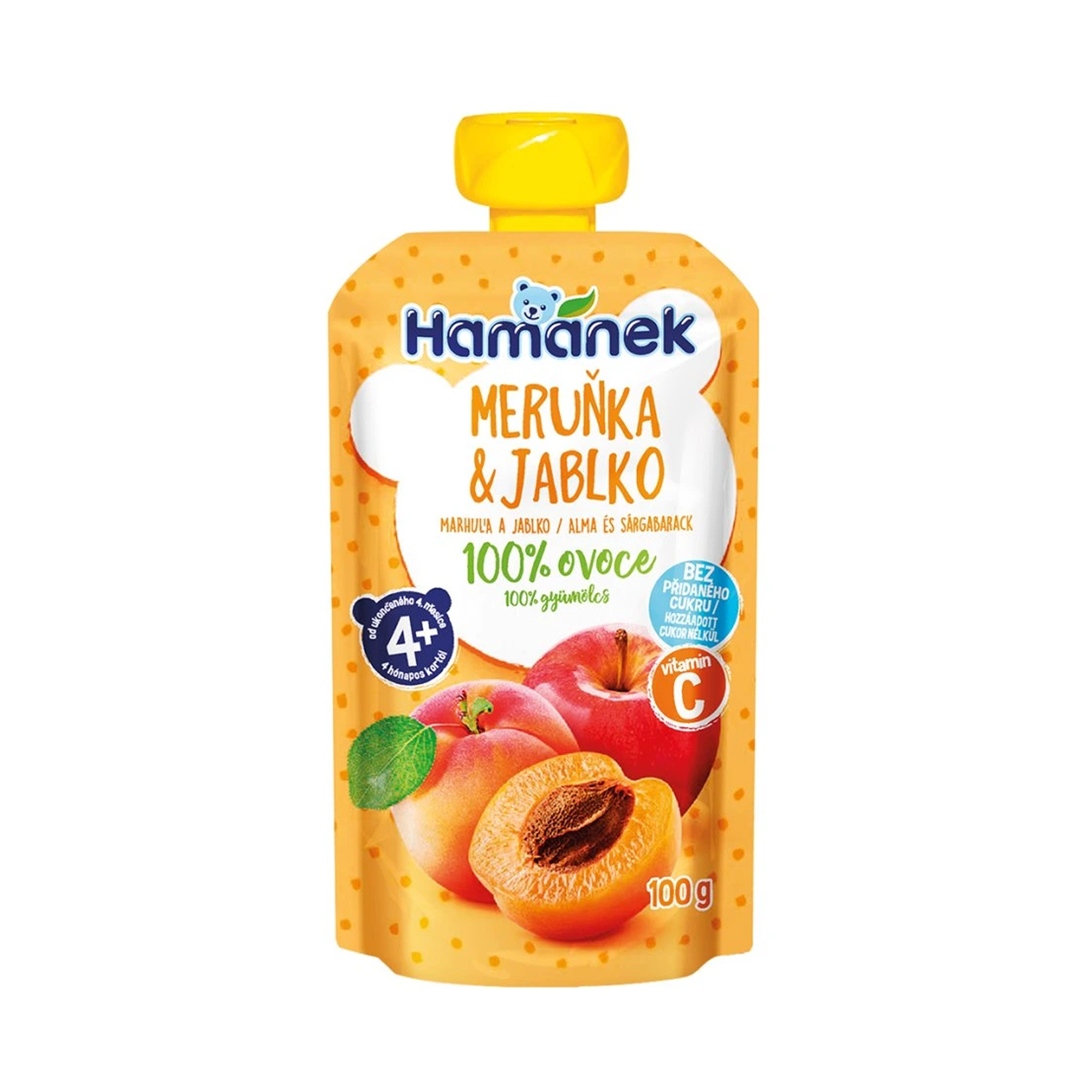 Hamánek Marhuľa a jablko 100% ovocie 4m+ (100 g)