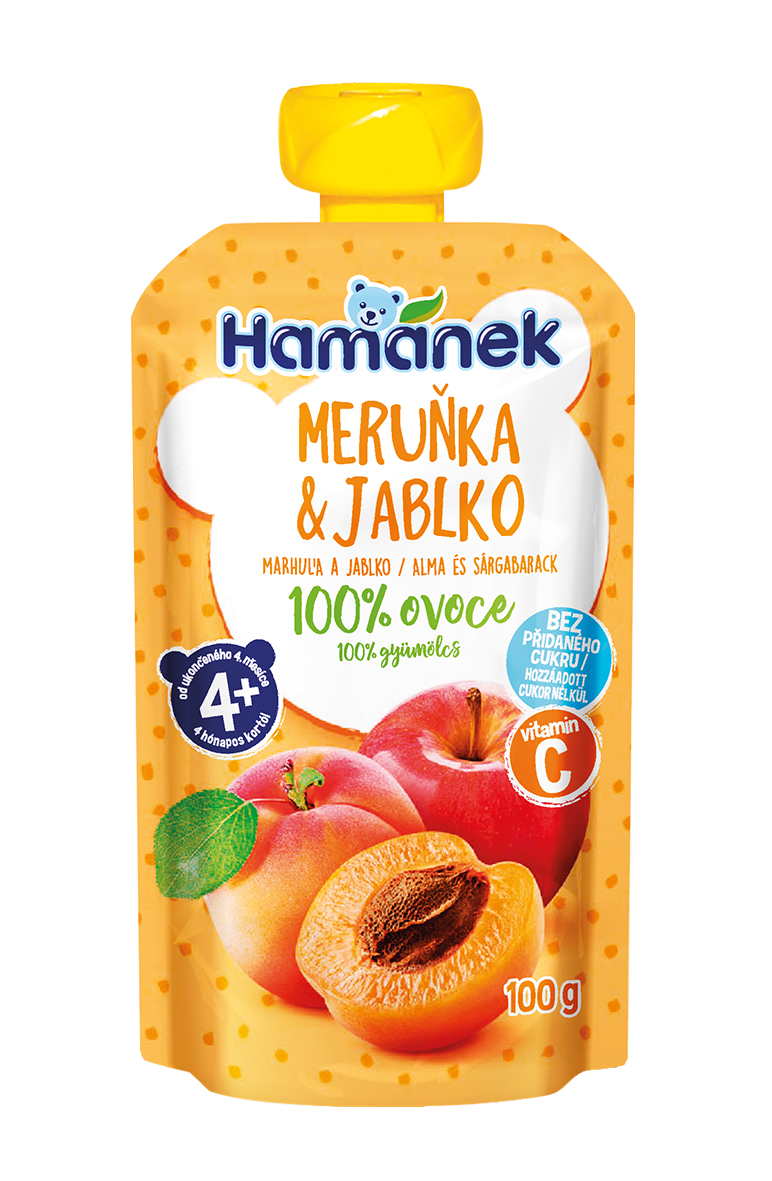Hamánek Marhuľa a jablko 100% ovocie 4m+ (100 g)