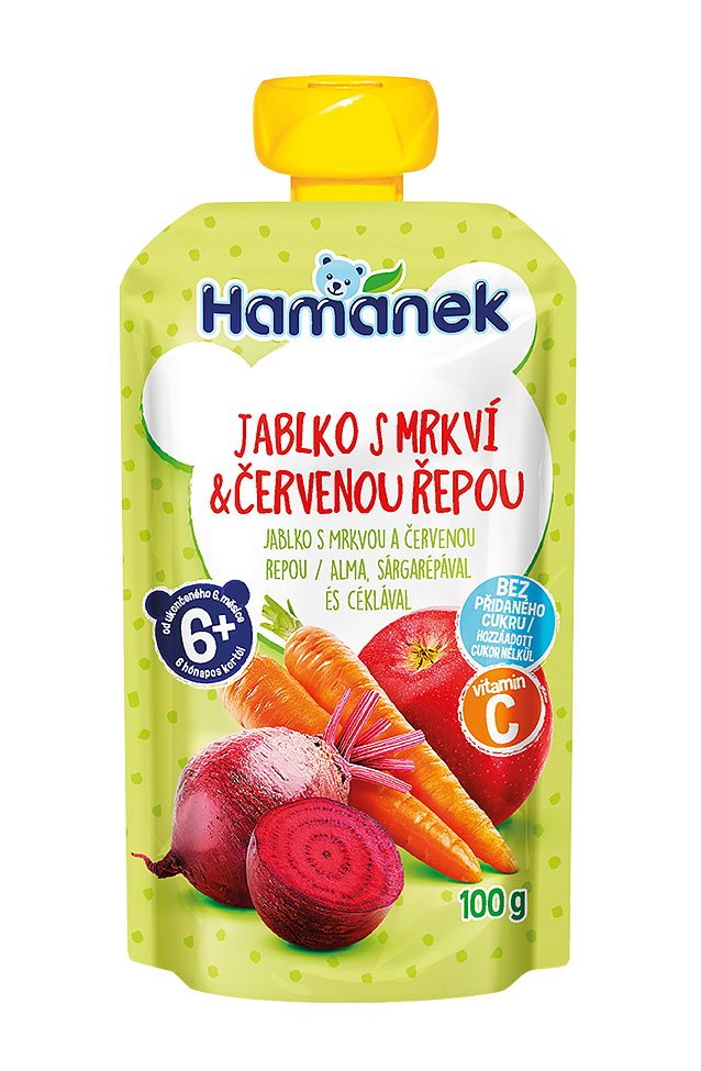 Hamánek Jablko, mrkva a červená repa 6m+ (100 g)